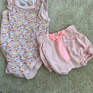 First Impressions Pink Floral Romper Set